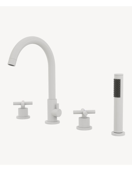 Mélangeur de bain sur plage 4 trous Blanc - Corbeau