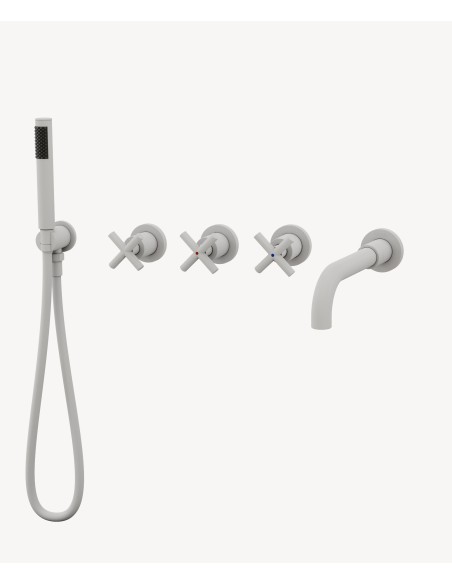 Mélangeur de bain encastré 5 trous Blanc - Corbeau