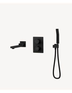 Robinet mitigeur thermostatique bain-douche à encastré Noir - Sirius