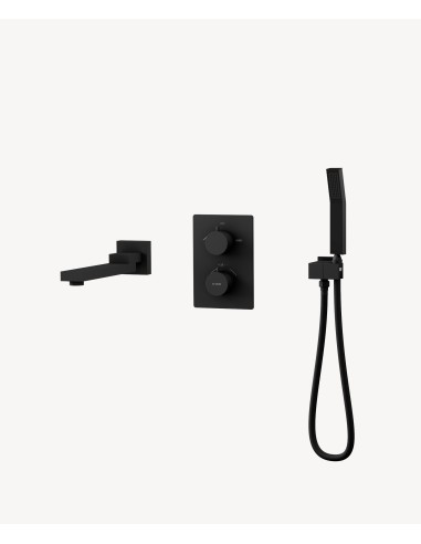 Robinet mitigeur thermostatique bain-douche à encastré Noir - Sirius