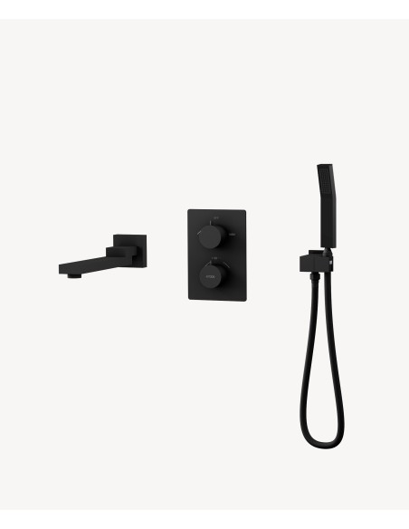 Robinet mitigeur thermostatique bain-douche à encastré Noir - Sirius