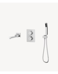 Robinet mitigeur thermostatique bain-douche à encastré Chromé - Sirius
