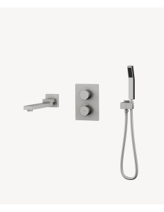 Robinet mitigeur thermostatique bain-douche à encastré Nickel brossé - Sirius