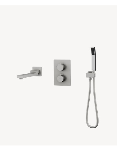 Robinet mitigeur thermostatique bain-douche à encastré Nickel brossé - Sirius