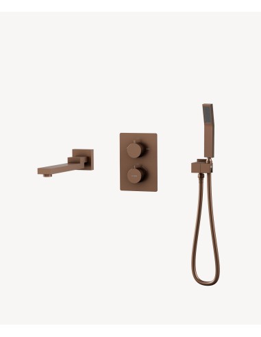 Robinet mitigeur thermostatique bain-douche à encastré Or rose brossé - Sirius