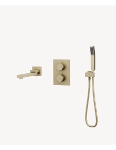 Robinet mitigeur thermostatique bain-douche à encastré Doré brossé - Sirius