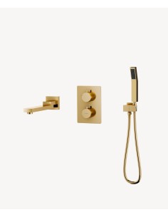 Robinet mitigeur thermostatique bain-douche à encastré Doré - Sirius