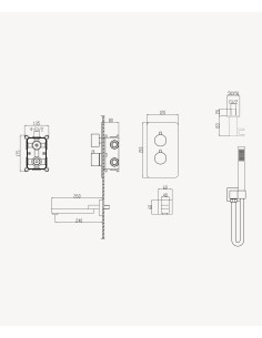 Robinet mitigeur thermostatique bain-douche à encastré Doré - Sirius 2