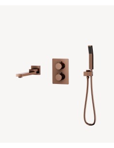 Robinet mitigeur thermostatique bain-douche à encastré Or Rose - Sirius