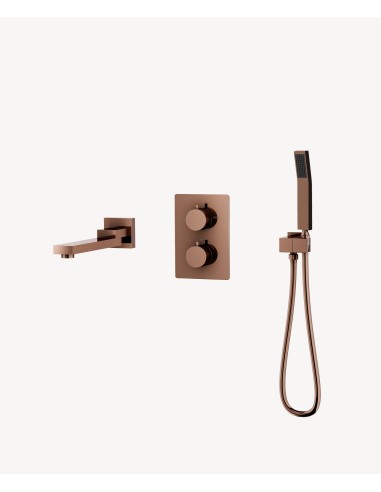 Robinet mitigeur thermostatique bain-douche à encastré Or Rose - Sirius