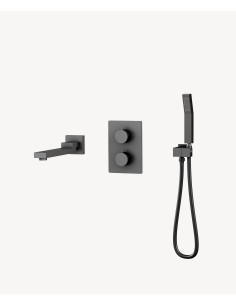 Robinet mitigeur thermostatique bain-douche à encastré Gun métal - Sirius