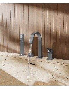 Robinet de baignoire sur plage 4 trous Gun métal - Fiumina