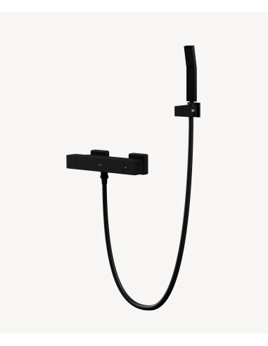 Mitigeur thermostatique de douche mural Noir - Sirius