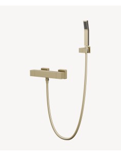 Mitigeur thermostatique de douche mural Doré brossé - Sirius