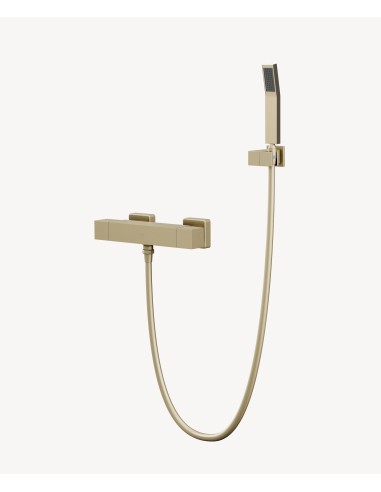 Mitigeur thermostatique de douche mural Doré brossé - Sirius