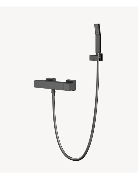 Mitigeur thermostatique de douche mural Gun métal - Sirius