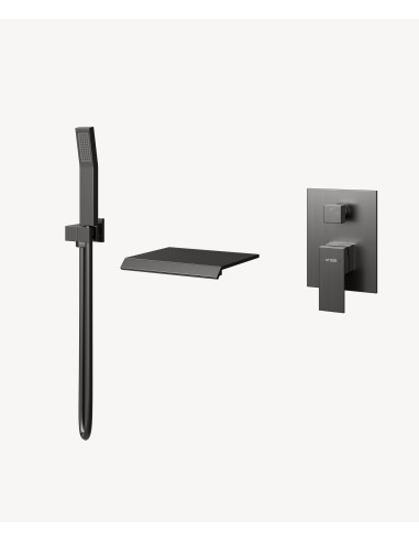 Robinet mitigeur cascade bain-douche à encastrer Gun métal - Sirius