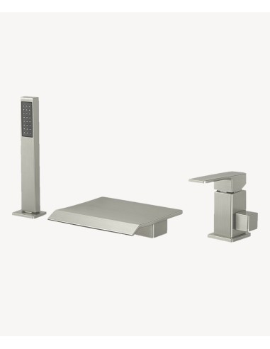 Mitigeur de bain cascade sur plage 3 trous Nickel brossé - Sirius