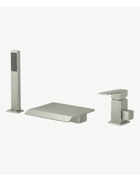 Mitigeur de bain cascade sur plage 3 trous Nickel brossé - Sirius
