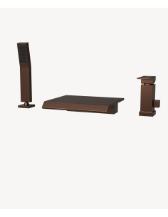 Mitigeur de bain cascade sur plage 3 trous Or rose brossé - Sirius