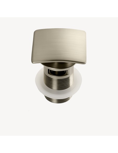 Bonde de lavabo carrée Avec trop-plein - Nickel brossé