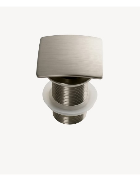 Bonde de lavabo carrée Sans trop-plein - Nickel brossé