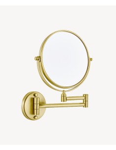 Miroir grossissant rond - Doré brossé