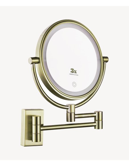 Miroir grossissant mural avec éclairage LED - Doré