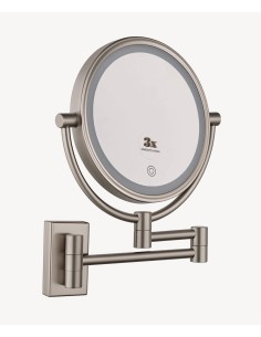 Miroir grossissant mural avec éclairage LED - Nickel brossé