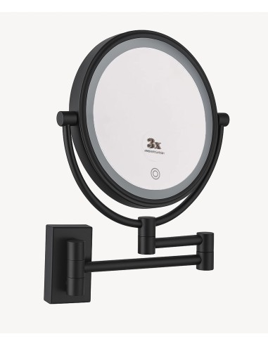 Miroir grossissant mural avec éclairage LED - Noir