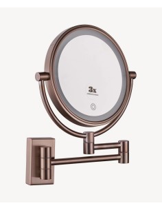 Miroir grossissant mural avec éclairage LED - Or rose brossé