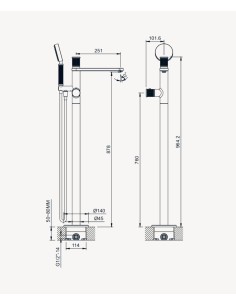 Mitigeur thermostatique de baignoire sur pied Nickel brossé - Hera 2