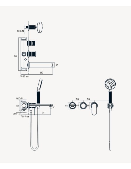 Mitigeur de baignoire à encastrer Nickel brossé - Hera