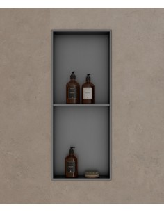Nicchia doccia in acciaio inox 2 scomparti - gunmetal