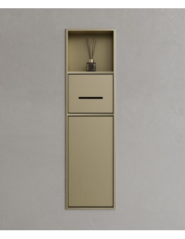 Niche toilette encastrable avec compartiments - Doré brossé