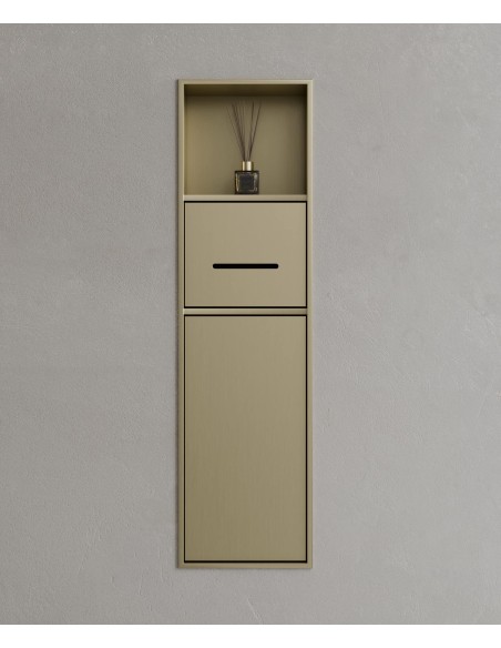 Niche toilette encastrable avec compartiments - Doré brossé