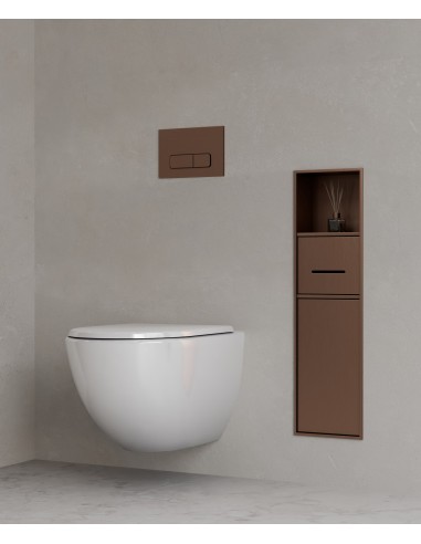 Niche de toilette à encastrer avec compartiments - Or rose brossé