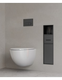 Niche de toilette à encastrer avec compartiments - Gun métal