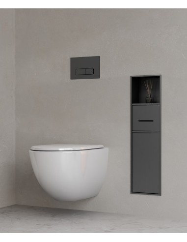 Niche de toilette à encastrer avec compartiments - Gun métal