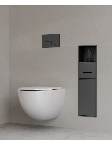 Niche de toilette à encastrer avec compartiments - Gun métal