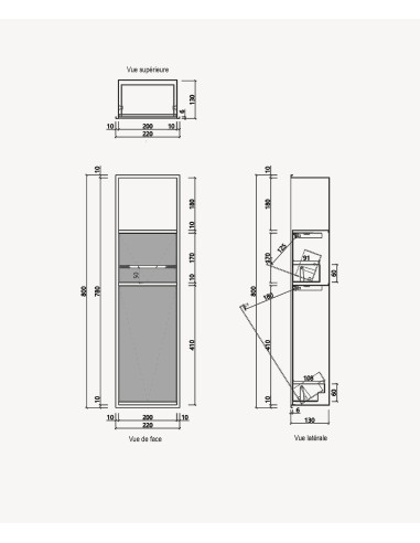 Niche de toilette à encastrer avec compartiments - Gun métal