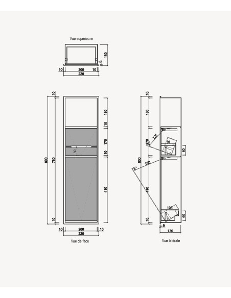 Niche de toilette à encastrer avec compartiments - Gun métal