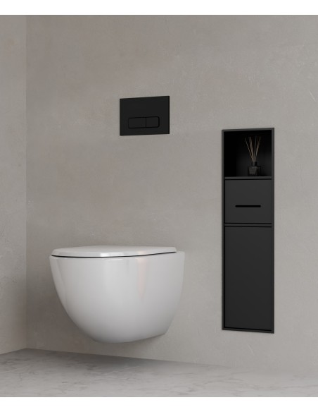 Niche de toilette à encastrer avec compartiments - Noir
