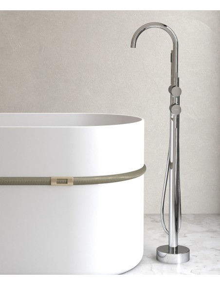 Robinet mitigeur bain-douche sur pied Chromé - Corbeau