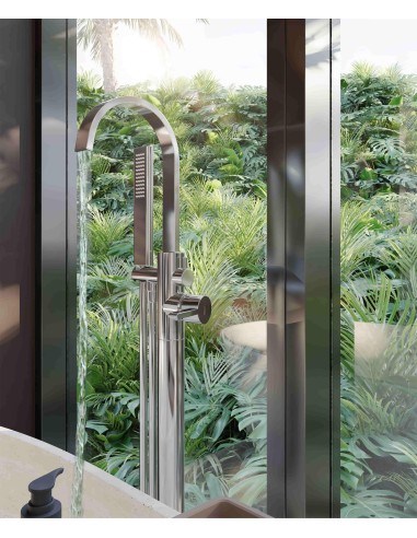 Robinet mitigeur de bain & douche au sol Chromé - Fiumina