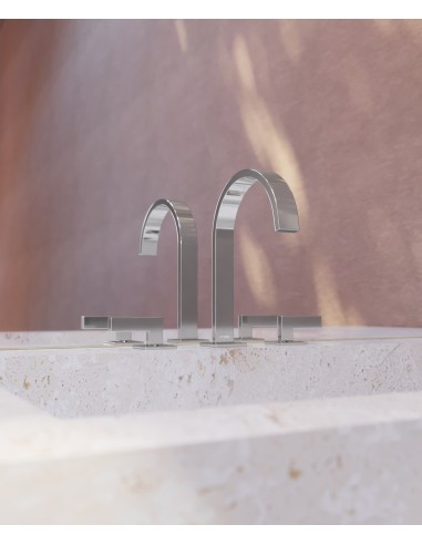 Robinet lavabo mélangeur en 3 trous - Chromé