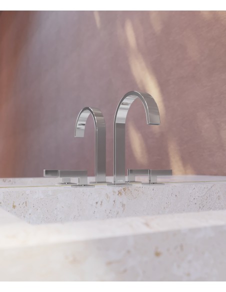 Robinet lavabo mélangeur en 3 trous - Chromé