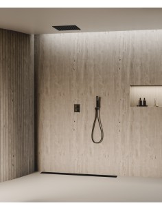 Système de douche thermostatique encastré au plafond - Noir