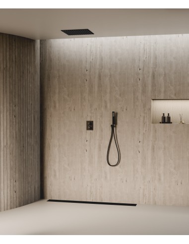 Système de douche thermostatique encastré au plafond - Noir