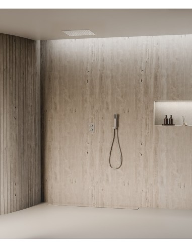 Système de douche thermostatique encastré au plafond - Chromé